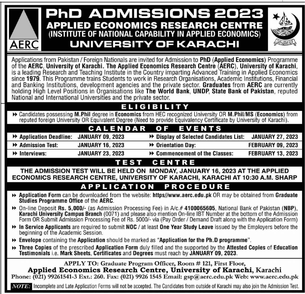 phd law admission in karachi 2023