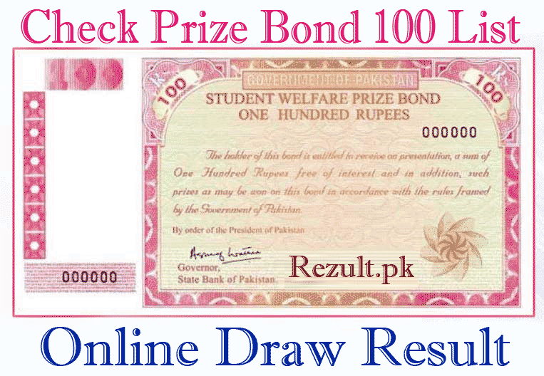Rs. 100 Prize Bond List