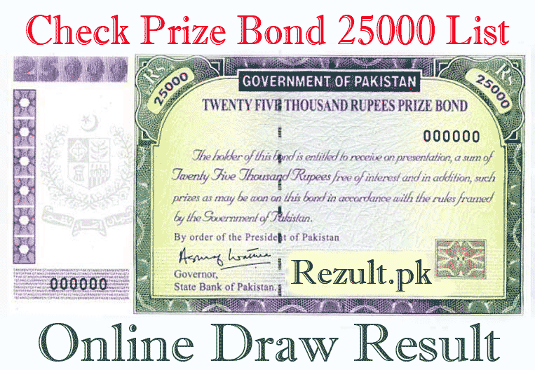 Rs. 25000 Premium Prize Bond List