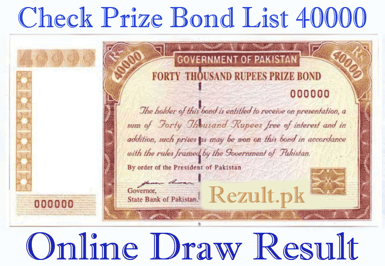 Rs. 40000 Premium Prize Bond List