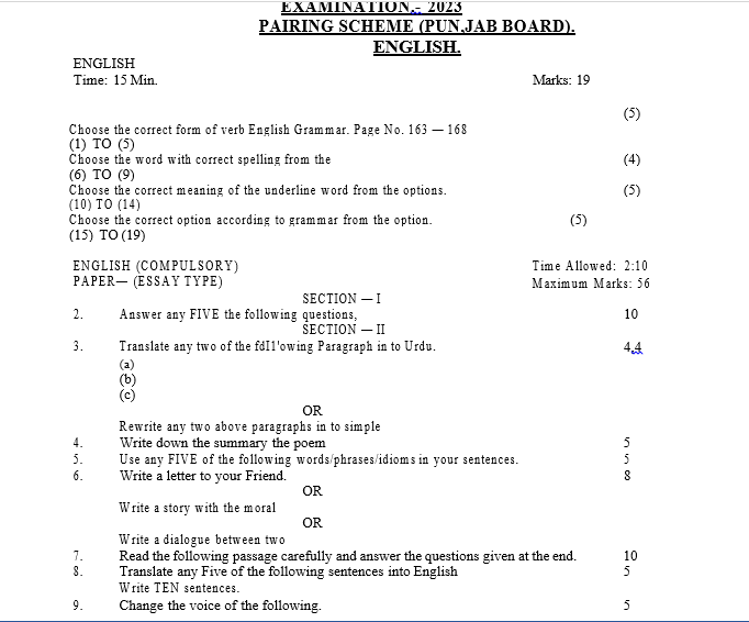 Pairing Scheme 2023