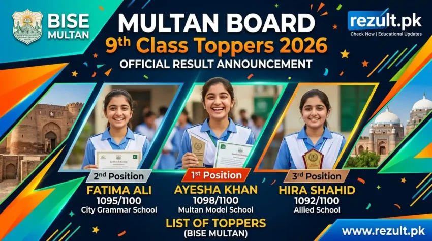Multan Board List of Toppers 2026 9th Class | BISE Multan Position Holders